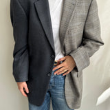 Two toned blazer in dark blue and houndstooth