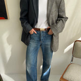 Two toned blazer in dark blue and houndstooth