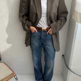 Pale grey and houndstooth two toned blazer