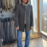 Stunning high neck collarless jacket