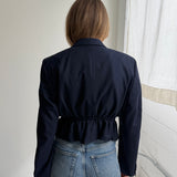 Cinched waist cropped blazer in Navy