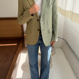 Contrasted blazer in Mint green and checkered yellow (Express shipping)
