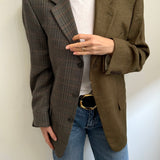 Green and plaid contrasted blazer