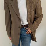 Contrasted blazer in plaid and houndstooth