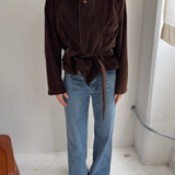 Belted blazer in Brown Corduroy