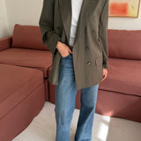 Green double-breasted Button back blazer