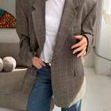 Gold houndstooth silk and wool blazer