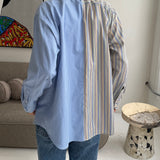 Colorful stripes and white with blue stripes contrasted shirt
