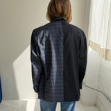 Contrasted blazer in dark grey and blue checkered (Express shipping)