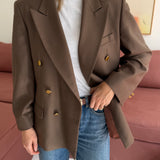 Brown double-breasted Button back blazer