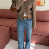 Bomber jacket in brown herringbone