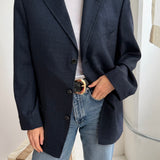 Button back blazer in Blue checkered