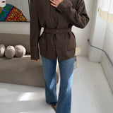 Double belted blazer in plaid