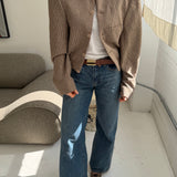 Speckered beige bomber jacket