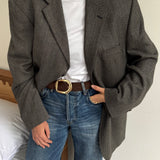 Grey and houndstooth contrasted blazer