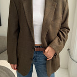 Contrasted blazer in brown plaid and brown houndstooth  (Express shipping)