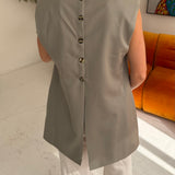 Stunning button back vest in pale grey