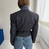 Belted blazer in purple houndstooth
