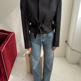 Belted blazer in Dark grey checkered