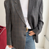 Contrasted blazer in grey houndstooth and checkered (Express shipping)