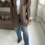 Blazer in speckered brown with suede patches