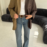 Contrasted blazer in houndstooth and brown (Express shipping)