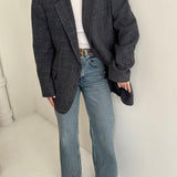 Dark blue and grey tweed contrasted blazer