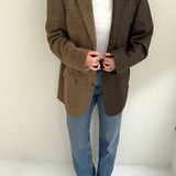 Houndstooth and plaid contrasted blazer