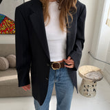 Beautiful black vintage Armani blazer with grey pinstripes