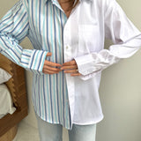 Contrasted shirt in cold tones