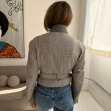 Belted blazer in Pale grey houndstooth
