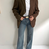 Stunning Green and brown toned tweed contrasted blazer