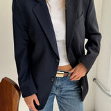Contrasted blazer in Solid navy and blue pinstriped (Express shipping)