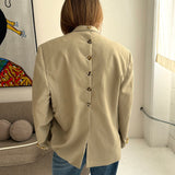 Button back blazer in Off white