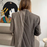 Contrasted blazer in plaid brown and solid brown  (Express shipping)