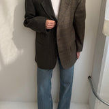 Green/grey houndstooth and speckered contrasted blazer