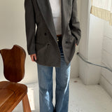 Button back blazer in Grey plaid