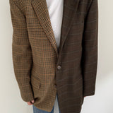 Houndstooth and plaid contrasted blazer