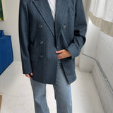 Blue pinstriped blazer in soft wool