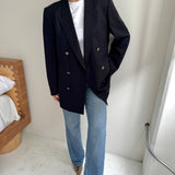 Double breasted YSL blazer in dark blue with stunning buttons