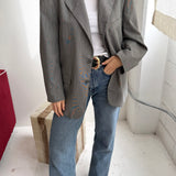 Button back blazer in Grey textured