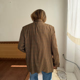Contrasted blazer in brown houndstooth mix (Express shipping)