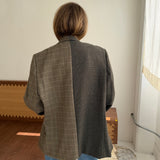 Contrasted blazer in pale brown checkered and dark brown speckered (Express shipping)