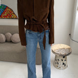 Belted blazer in Brown corduroy