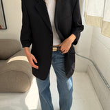 Long boxy blazer in black