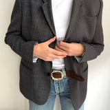 Contrasted blazer in dark blue and grey