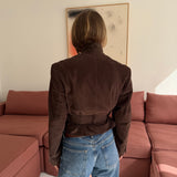 Belted blazer in brown corduroy