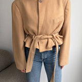 Belted blazer in Camel
