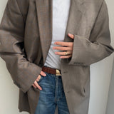 Pale grey and houndstooth two toned blazer