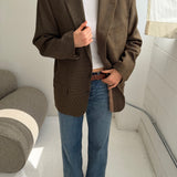 Contrasted blazer in brown plaid and brown houndstooth  (Express shipping)